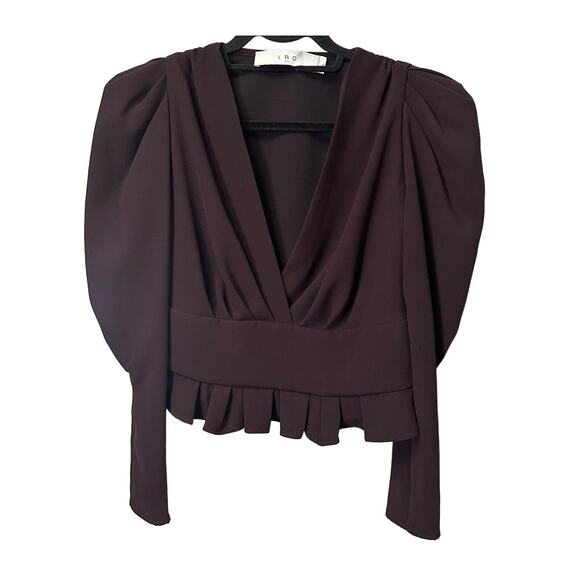IRO Paris Long Sleeve V Neck Stepie Top in Deep Burgundy FR 38 / US 6 - Picture 2 of 8